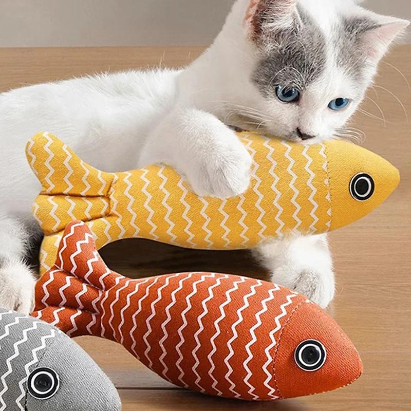 Simulated Mint Fish Cat Toy for Relieving Boredom, Durable Scratching and Biting, Hemp Cloth Fish Cat Toy, Pet Supplies