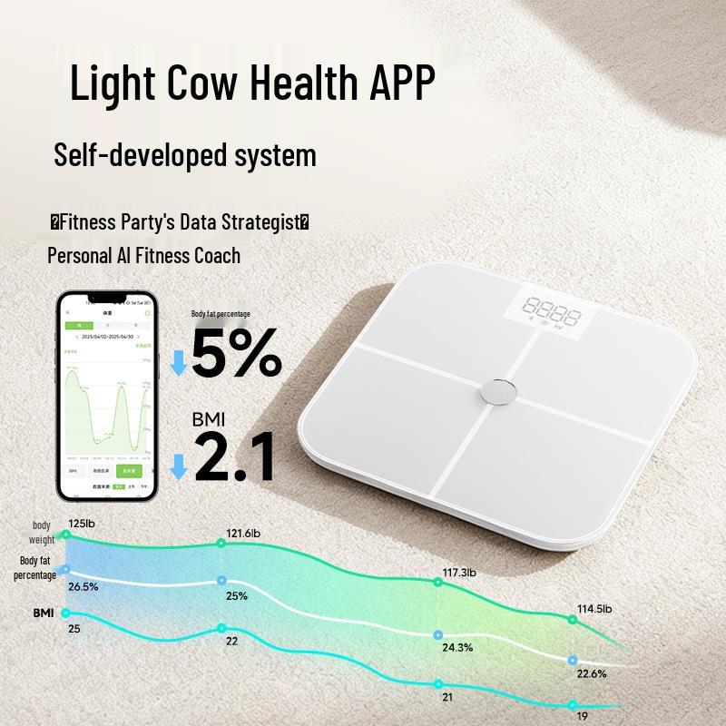 Yun Kang Bao Intelligente Bluetooth WiFi Körperfettwaage mit acht Elektroden für genaue Haushaltsmessung