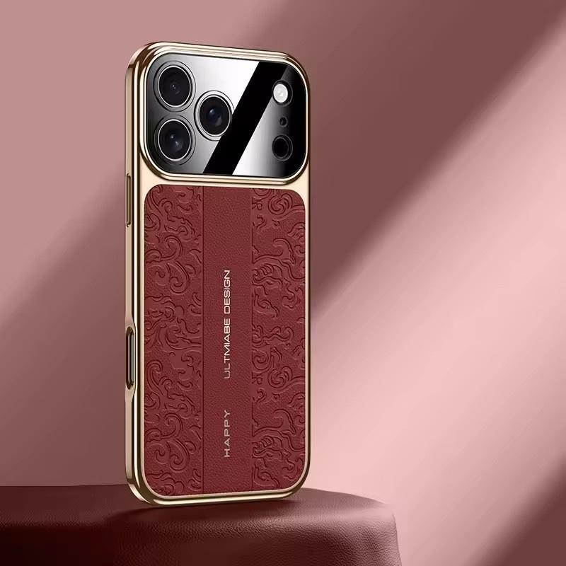 

Розкішний шкіряний чохол-накладка з гальванічним покриттям з м якого ТПУ для iPhone 17 pro Max Air iPhone 16 15 14 ProMax iPhone 17 Pro Max червоний