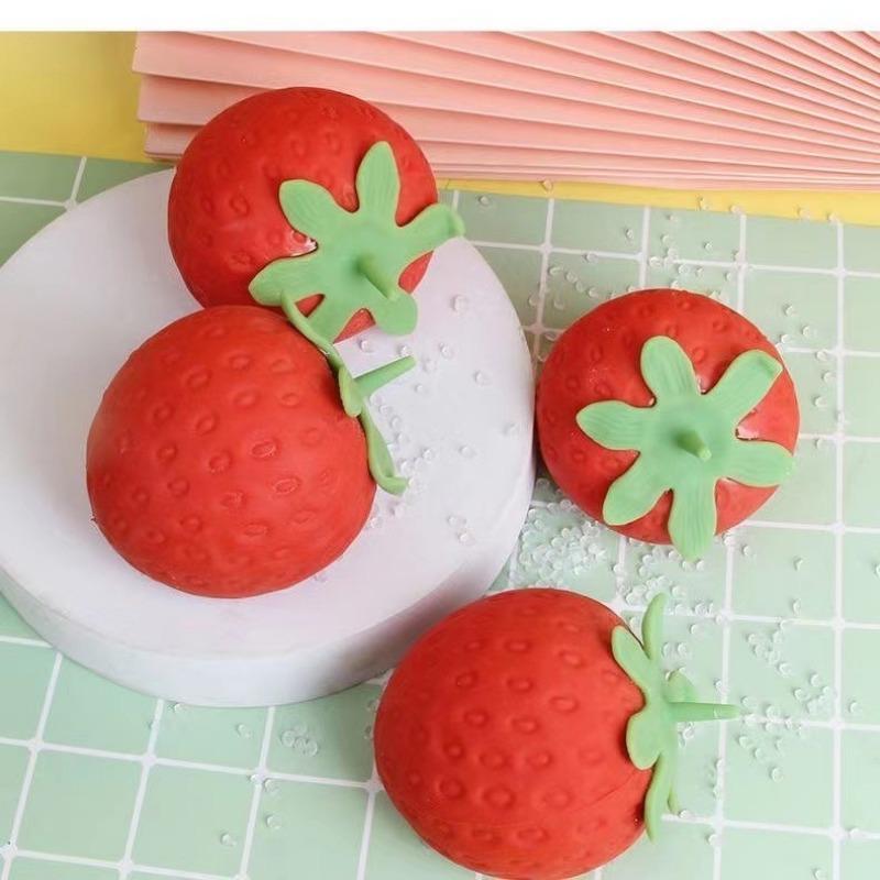 1pc Simulated Strawberry Release Ball Decompression Fruit Ball Pinch Le Decompression Ball Children's Release Toy
