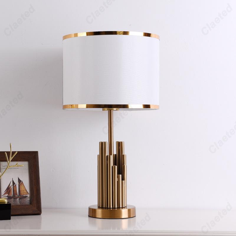 Modern Minimalist LED European Fabric Lampshade Table Lamp Living Room Study Bedroom Bedside Decorative Lighting Lamps