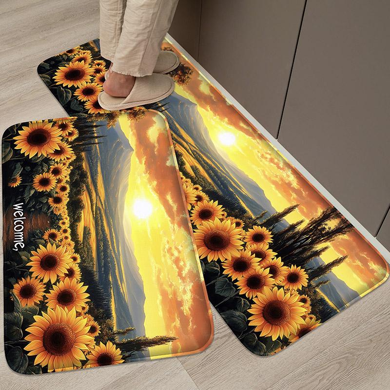 Sunflower kitchen absorbent door mat machine washable kitchen floor mat indoor and outdoor small carpet home decoration mat