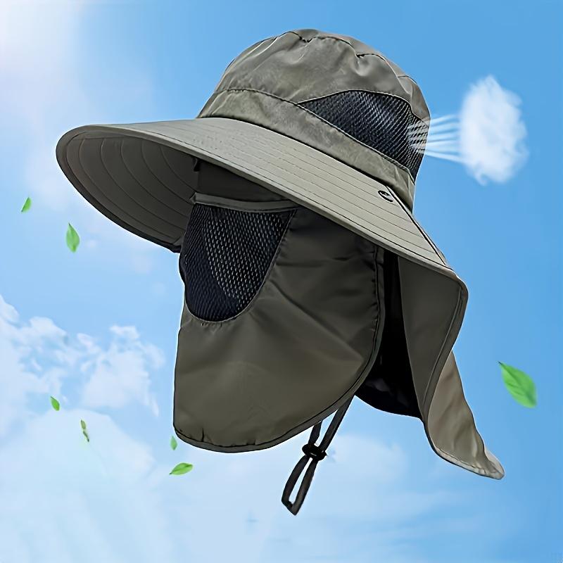 1pc Men's Sun Protection Fishing Hat with Face Cover - UV Shield for Summer & Mountaineering