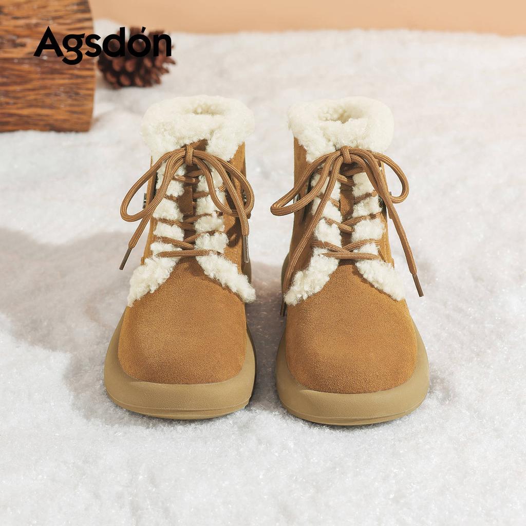 Augustine platform snow boots new autumn and winter lace-up short boots piled thickened Martin boots