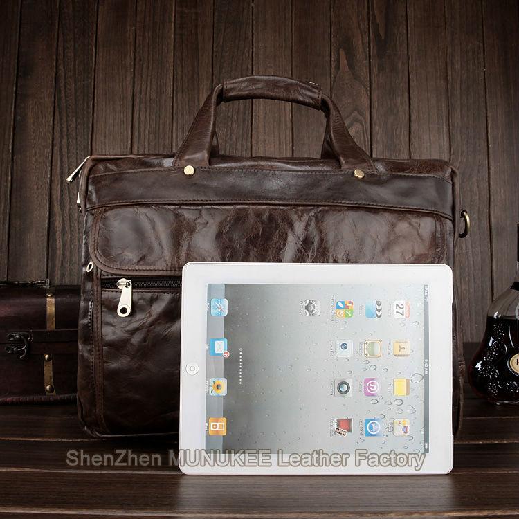 High Class Fashion Genuine Leather Briefcase Men Leather Business Bag  Portfolio Office Bag Messenger Tote 15.6"laptop Bag M001