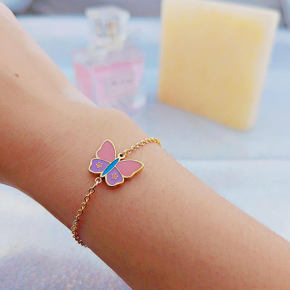 

Korean-Style Colorful Butterfly Titanium Bracelet - Women s Summer Light Luxury Fashion.