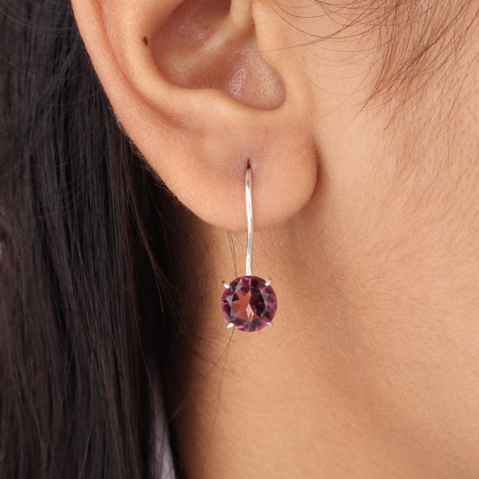 

Натуральный камень родолит, серебро 925 пробы, ювелирные изделия ручной работы, серьги 0,92 дюйма EE-174-11