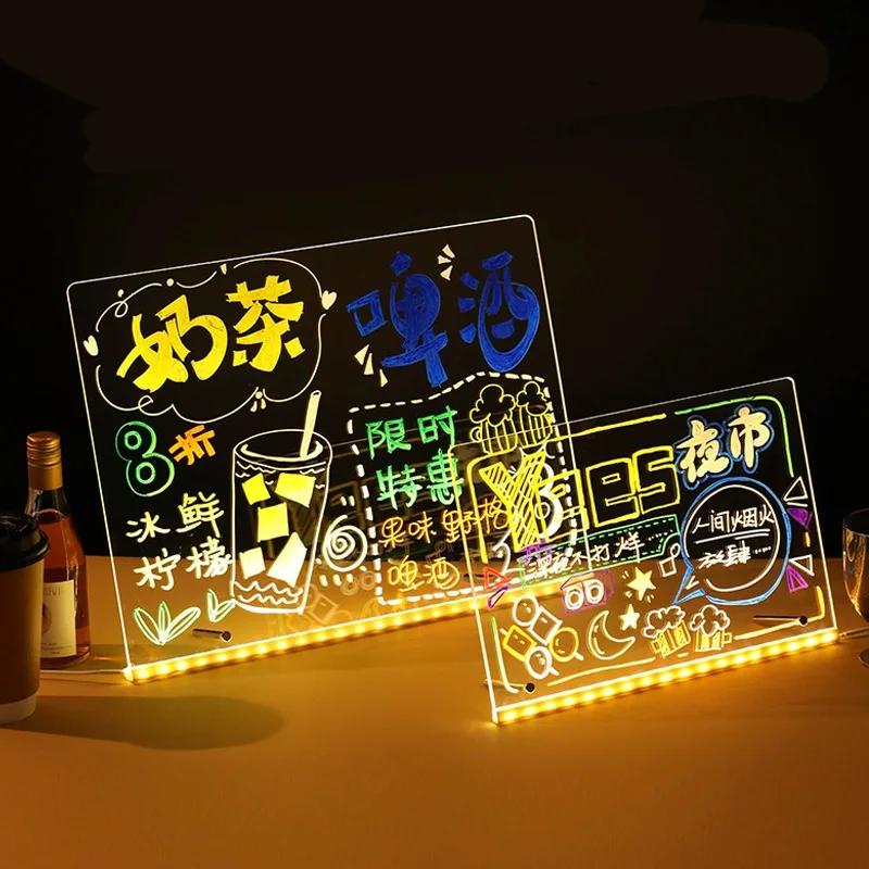 Non-Toxic Luminous Wordpad Led Drawing Board Diy Acrylic Board With Colour Pens Led Note Board Kid Drawing Toy Blackboard With Night Light