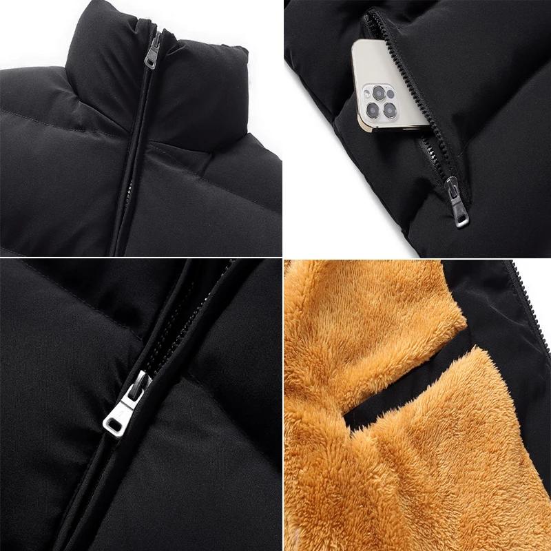 Winter Mens Jacket Sleeveless Vest Man Fleece Warm Vest Coats Men Stand Collar Thermal Thicken Waistcoats Brand Clothing