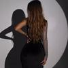 Women's Fashion One-shoulder Skew Neck Slim Sexy Mesh Perspective Splicing Spice Girl Dress