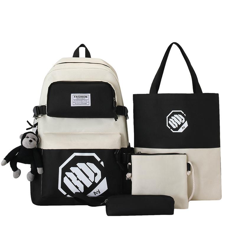 

Large-capacity schoolbags, male and female high school students, college students, new fashion trends, computer bags, contrasting color backpacks білий