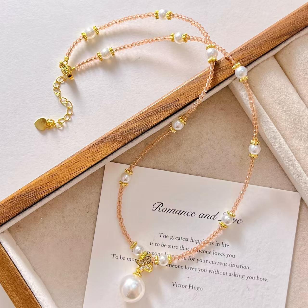 Vintage Spring And Summer Design Sense Artificial Crystal Collarbone Chain Necklace