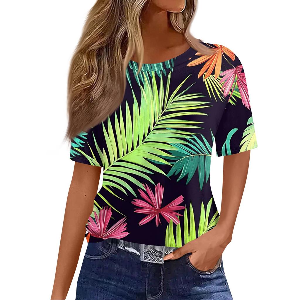 Modisches, lässiges Pullover-Oberteil mit kurzen Ärmeln und Rundhalsausschnitt für Damen