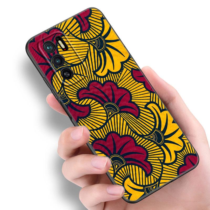 Aesthetic African Wax Fabic Phone Case For Xiaomi Redmi Note 7 8 9 10 Lite 11 11E 11T 12 Pro 11S 4G 10T 5G 8T 9S 10S Black Cover