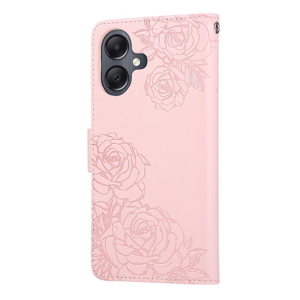 For Samsung Galaxy A07 4G/A06 4G/A06 5G Case Rose Flower PU Leather Wallet Phone Cover with 3 Card Slots/Wrist Strap