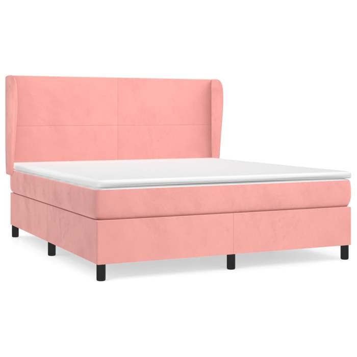 3129104 vidaXL Divan Bed with Mattress Pink 160x200 Cm Velvet