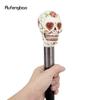 White Resin Red Flower Skull Head Walking Cane Fashion Decorative Steel Stick Gentleman Elegant Cosplay Cane Knob Crosier 94cm