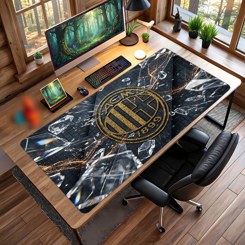 Tappetino per Mouse Grande Stampato AC Milan, Tappetino Morbido in Gomma Antiscivolo per Scrivania da Gioco per Ufficio Laptop Computer Decorazione