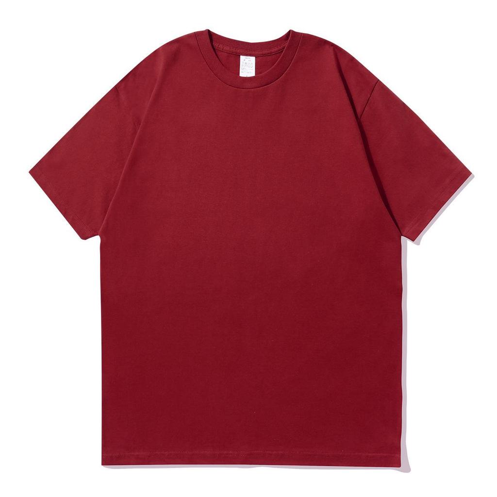 400g Heavyweight Pure White Long-Staple Cotton Summer Short-Sleeve Loose Crew Neck Base Layer T-Shirt