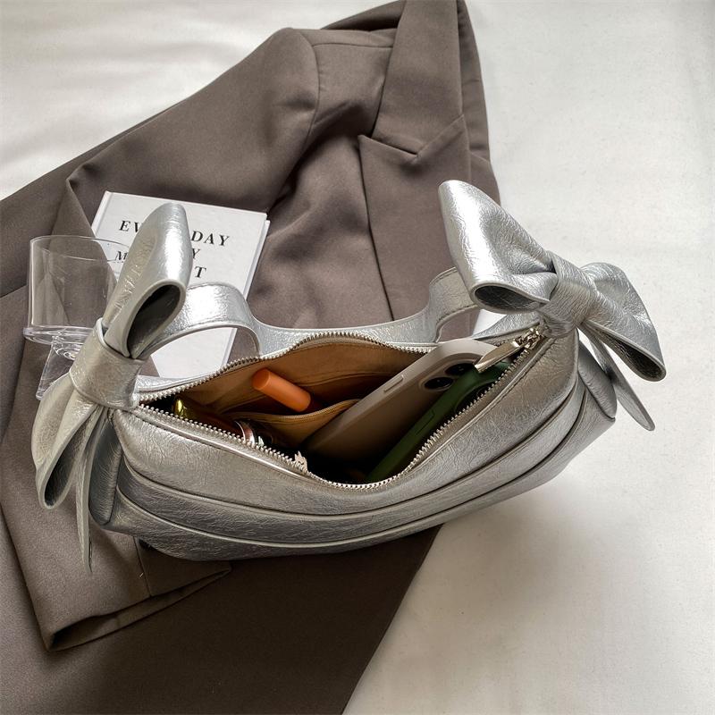 Spring/Summer new Ballet French cute solid color bow crescent bag