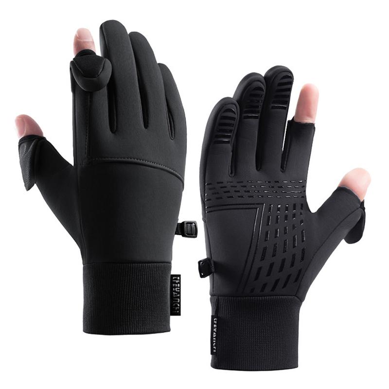 Winter Flip Open Two Finger Gloves Men Women Warm Touch Screen Gloves Outdoor Windproof Cycling Skiing Fishing Gloves