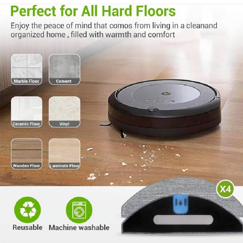For Irobot Roomba I5 I5 J5 J5 Plus Reusable Mop Cloth For Home Floor Cleaning