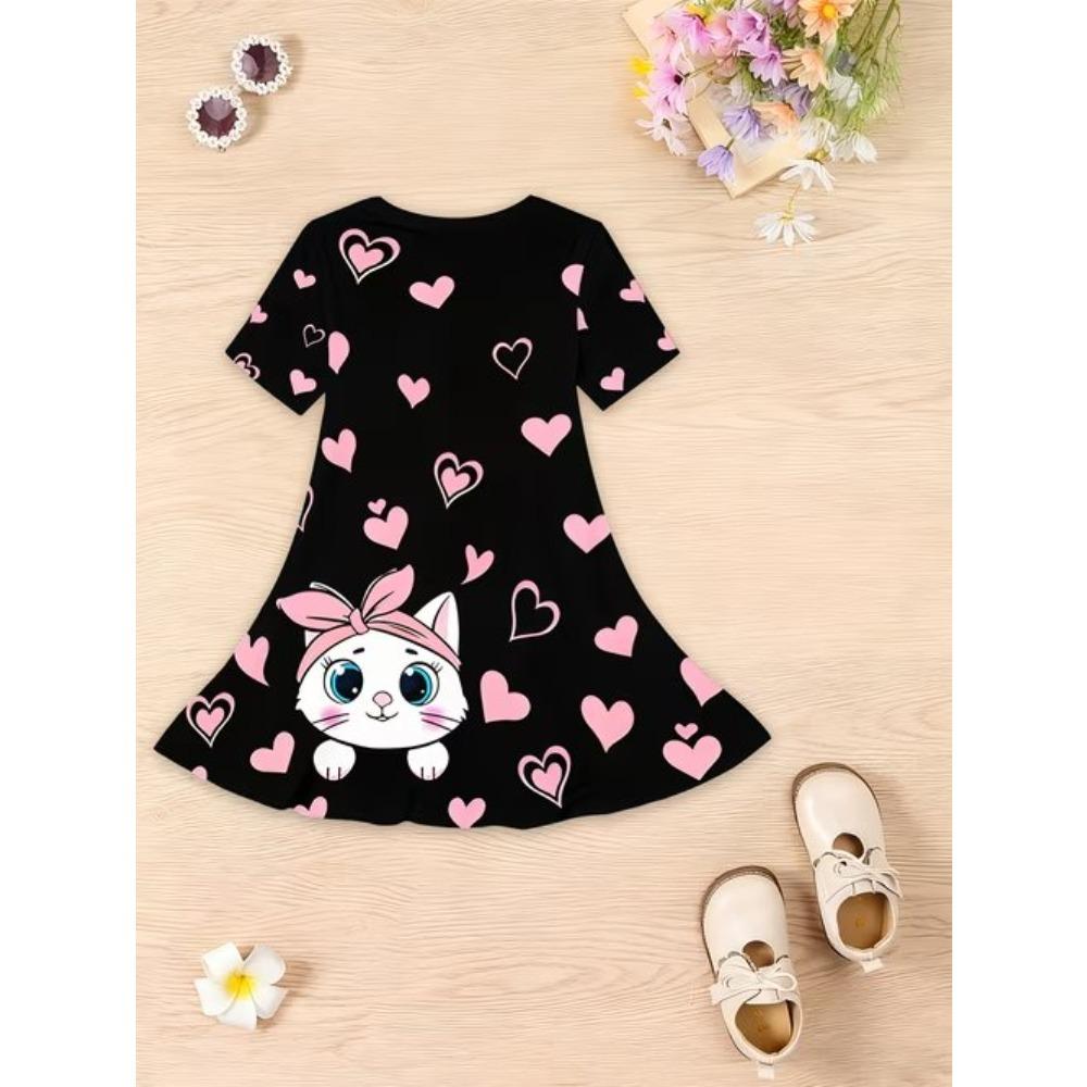 Vestiti Stampati 3D per Bambina Vestito da Festa Corto Manica Corta Principessa Canotta Vestito con Stampa Floreale 3D