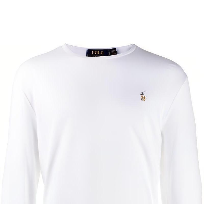 Polo Ralph Lauren SS23 Einfarbiges Logo Besticktes Rundhals Langarm T-Shirt Herren Oberteile Weiß 710760121-002