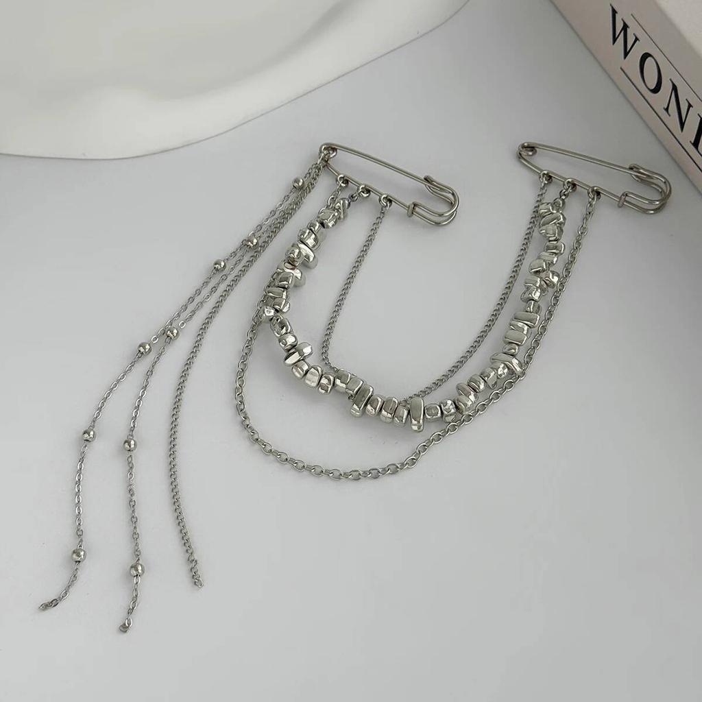 Salircon Vynikající nepravidelný CCB korálkový řetízek Vícevrstvé střapce Dvojitý špendlík Brože Pánské Dámské Oblek Brož Šperky Dekorace