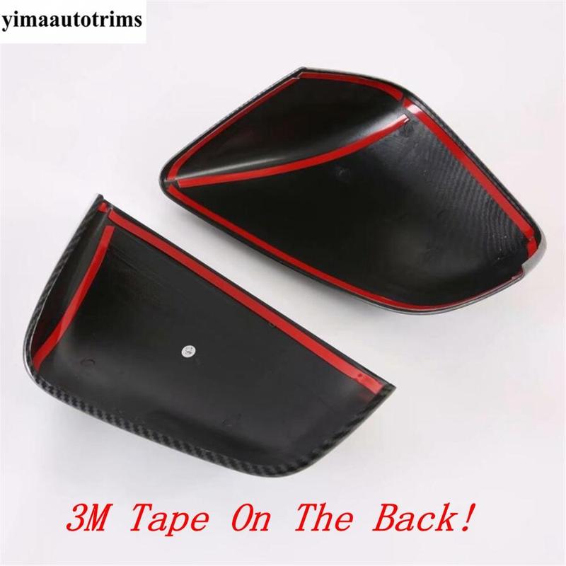 Side Rearview Mirror Cap Decoration Protection Cover Trim For Tesla Model X 2017 - Carbon Fiber Style Exterior Accessories