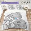 Stoffiges Teddy-Muster Bettwäsche-Steppdecken-Set Steppdeckenbezug Kissenbezug Heimdekoration Geburtstagsgeschenk (1 Bettbezug + 2 Kissenbezüge (ohne Füllung))
