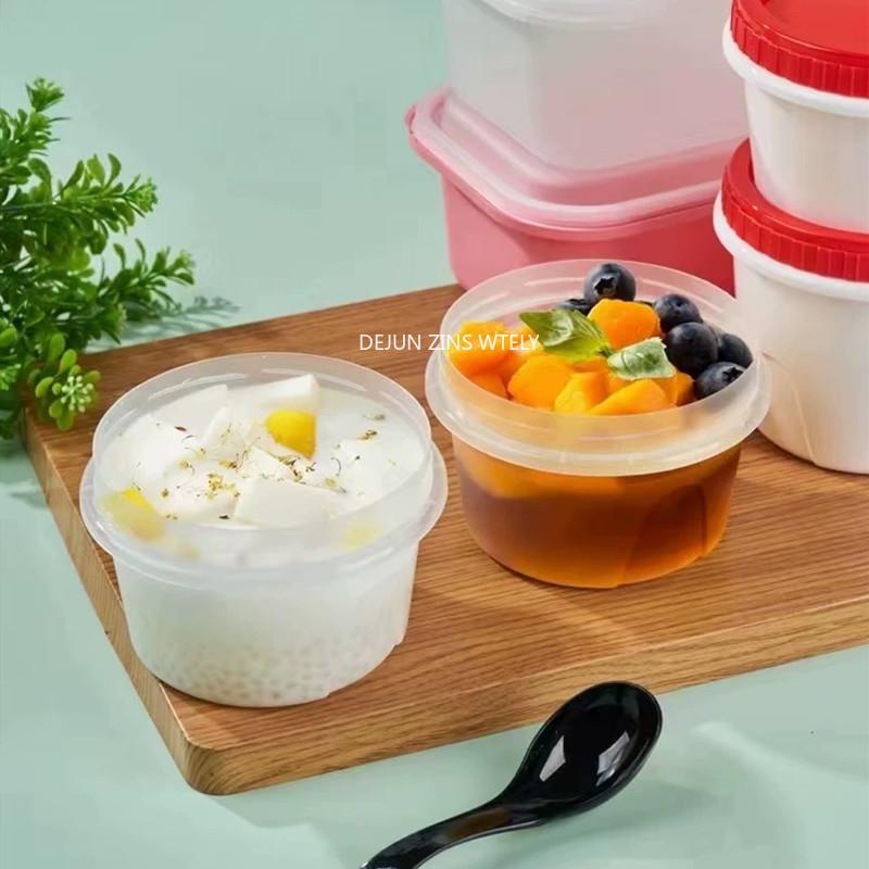 15PCS Food-grade PP Material Preservation Box Round Plastic Fruit Salad Box with Screw Cap Picnic Food Box Dessert Cup