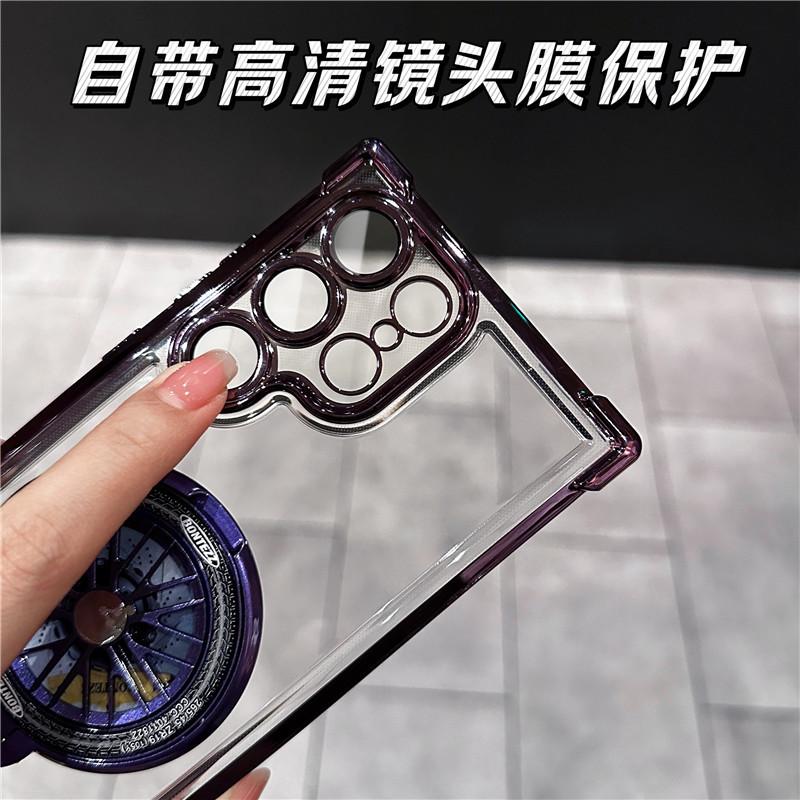 Applicable to Samsung S25Ultra decompression mobile phone case electroplating four corners anti-drop S23 + fingertip gyro magnetic suction bracket ca
