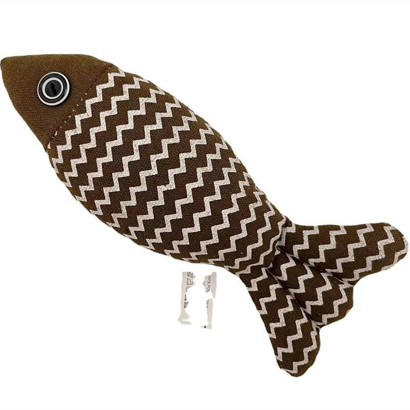 Durable Canvas Plush Fish Cat Toy with Chew-Proof Fabric, Interactive Lifelike Fish Kitten Toy, Bite-Resistant Pet Toy for Cats Kitten Play Gift