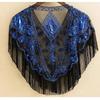 Women Sequined Shawl with Tassels Beaded Pearl Fringe Sheer Mesh Wraps Gatsby Flapper Bolero Cape Cover Up