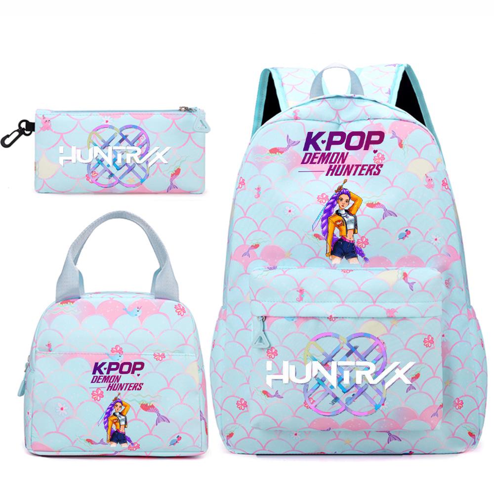 3 Stück/Set Anime Niedlich Kpop Bedruckter Rucksack Handtasche Federmäppchen für Teenger Studentin Student Junge Schultasche Kinder Schultasche Große Kapazität Reisetasche Geschenk