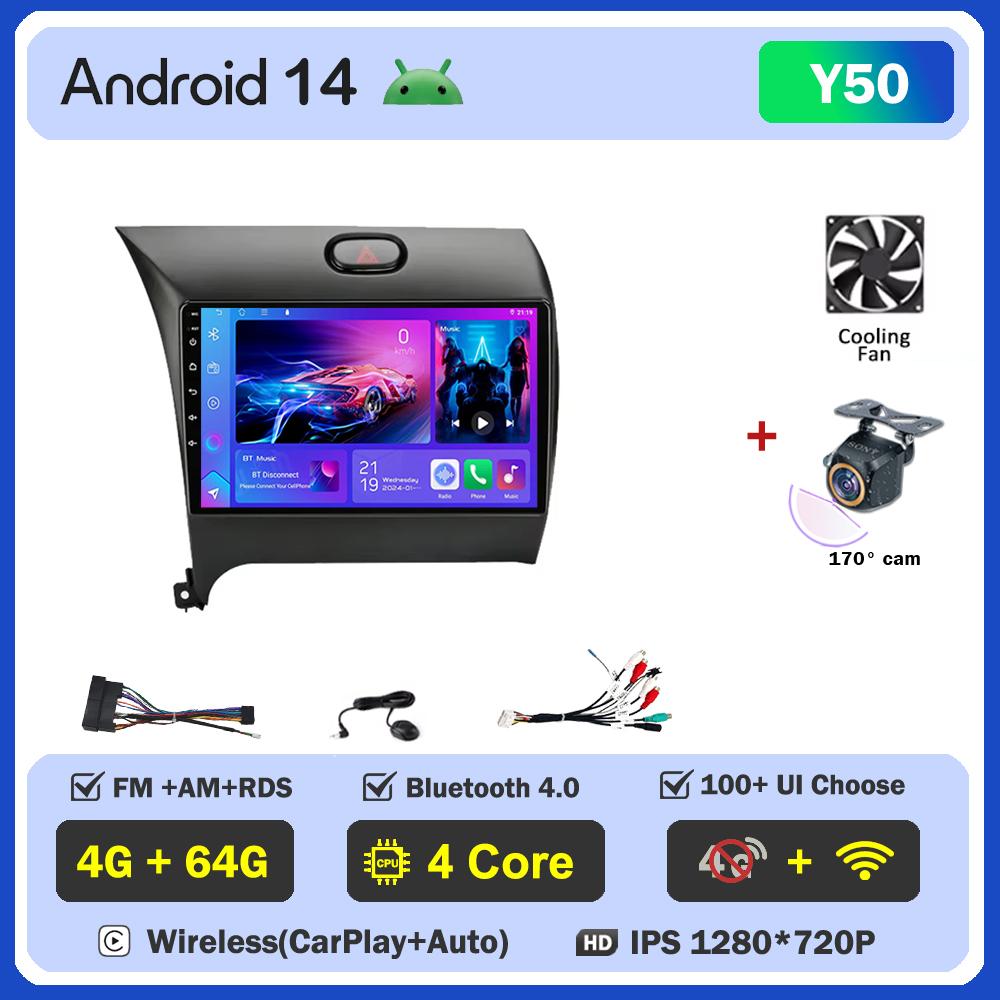 Android 14 For Kia Cerato 3 K3 Forte 2013 - 2017 Car Carplay Radio Touch Screen Smart Intelligent Systems GPS Navigation No 2din
