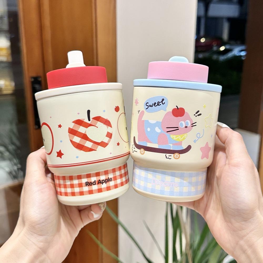 Cartoon Double Drink Thermos Cup Leak Proof Insulated Cup Cute Car Water Cup  Travel