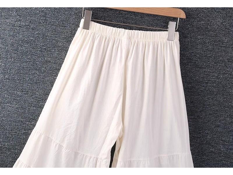Chiffon Wide-Leg Lace Patchwork Pants - Women's Summer Qipao Style