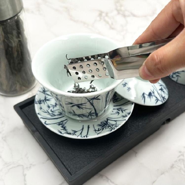 Multifunction Teas Press And Filter Tool Ergonomic Squeeze Mechanism Steel Teabag Tongs For Multiple Beverages Type
