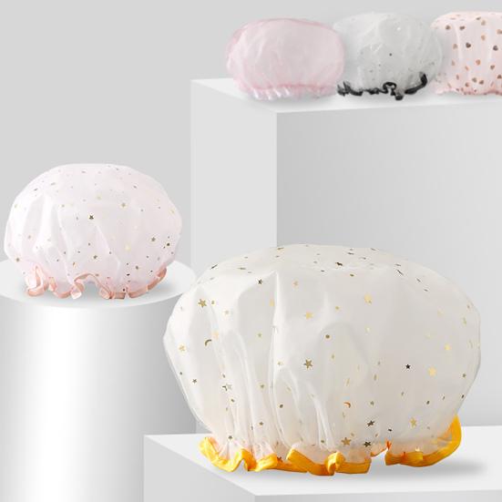 Bath Hat Star Pattern Double Layer PVC Kids Shower Shampoo Cap for Bathroom