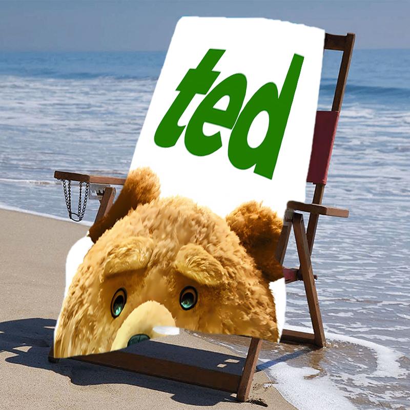 Proof Beach Towel with a Cartoon Teddy Bear Ted2 Pattern - Soft,absorbent,quick-drying,machine Washable - Perfect for Swimming,camping,bathing