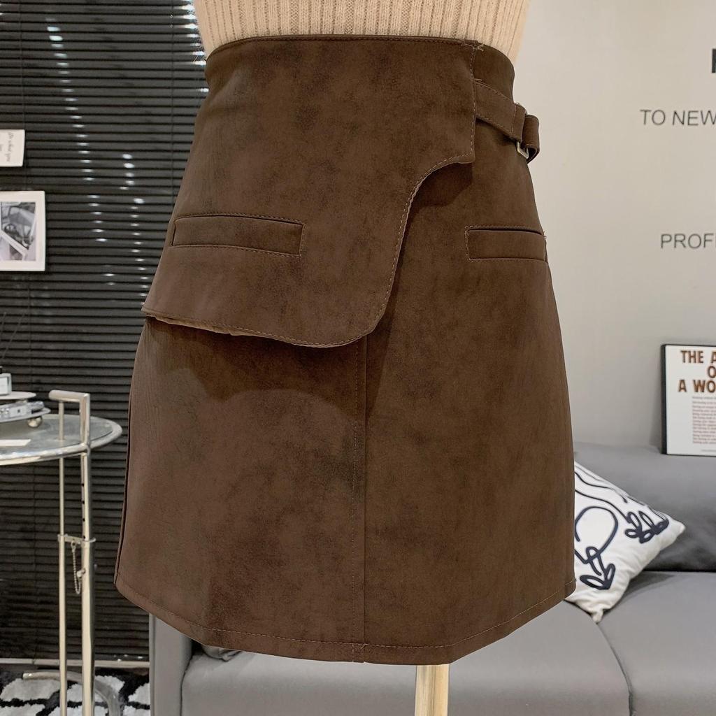 Plus Size Spicy Girl Suede A-line High Waist Skirt – Spring/Autumn