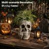 Funny Middle Finger Skull Gothic Planter with Design, Resin Skeleton Flower Pot Cool Indoor Outdoor for Succulents, Plant Ornament Halloween