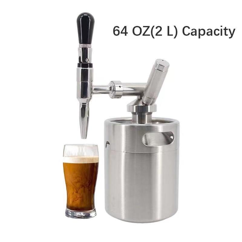 5l Beer Keg Mini Keg Tap Dispenser, Matte Black Growler Barrel Carbonated Co2 Charger Brewing Easy Storage Craft Beer Equipment
