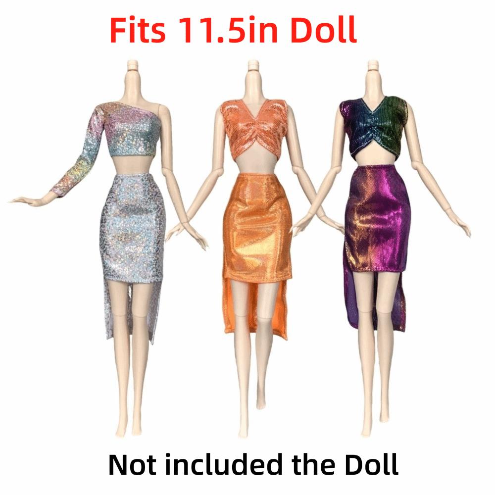 1 Set Cloth Doll Outfit Set Shiny Doll Dress Set Fashion Doll Clothes Set Doll Styling