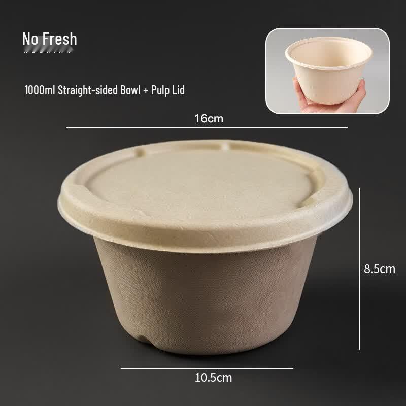 Nuoxian 1000ml Disposable Pulp Bowls with Lids (100-Pack)
