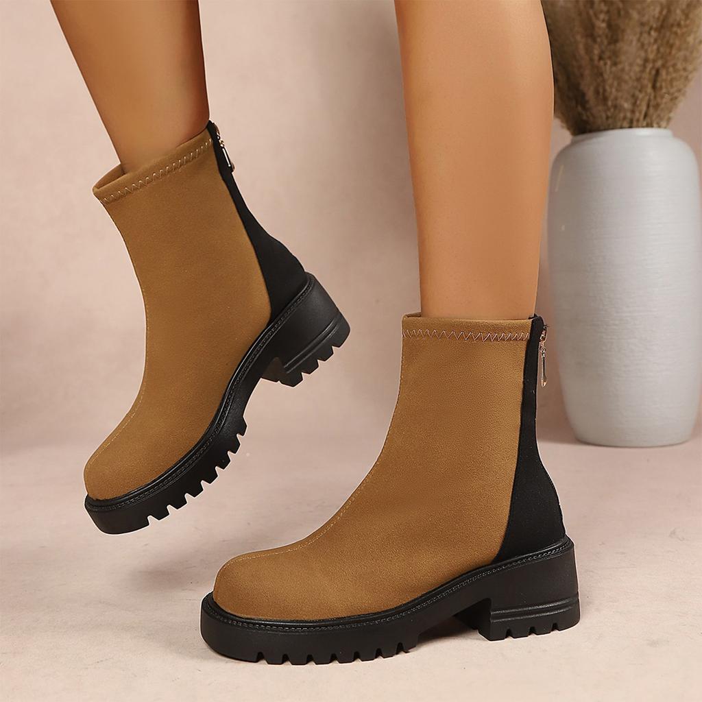 Women's Fall Winter Boots Round Toe Heel Pull- British Booties