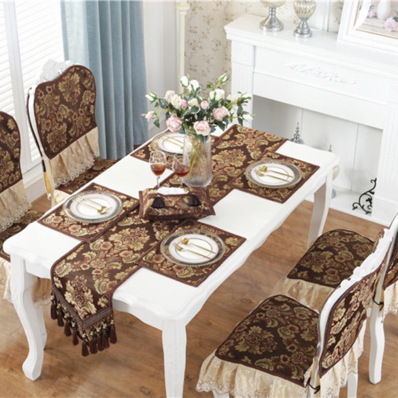 Tischläufer mit großen Mustern, chinesische blaue Tischfahne, Teetisch-Close-Tv-Schrank-Abdeckungstuch mit Quasten