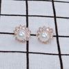 Exquisite Rhinestone & Pearl Flower Non-Pierced Clip-On Earrings